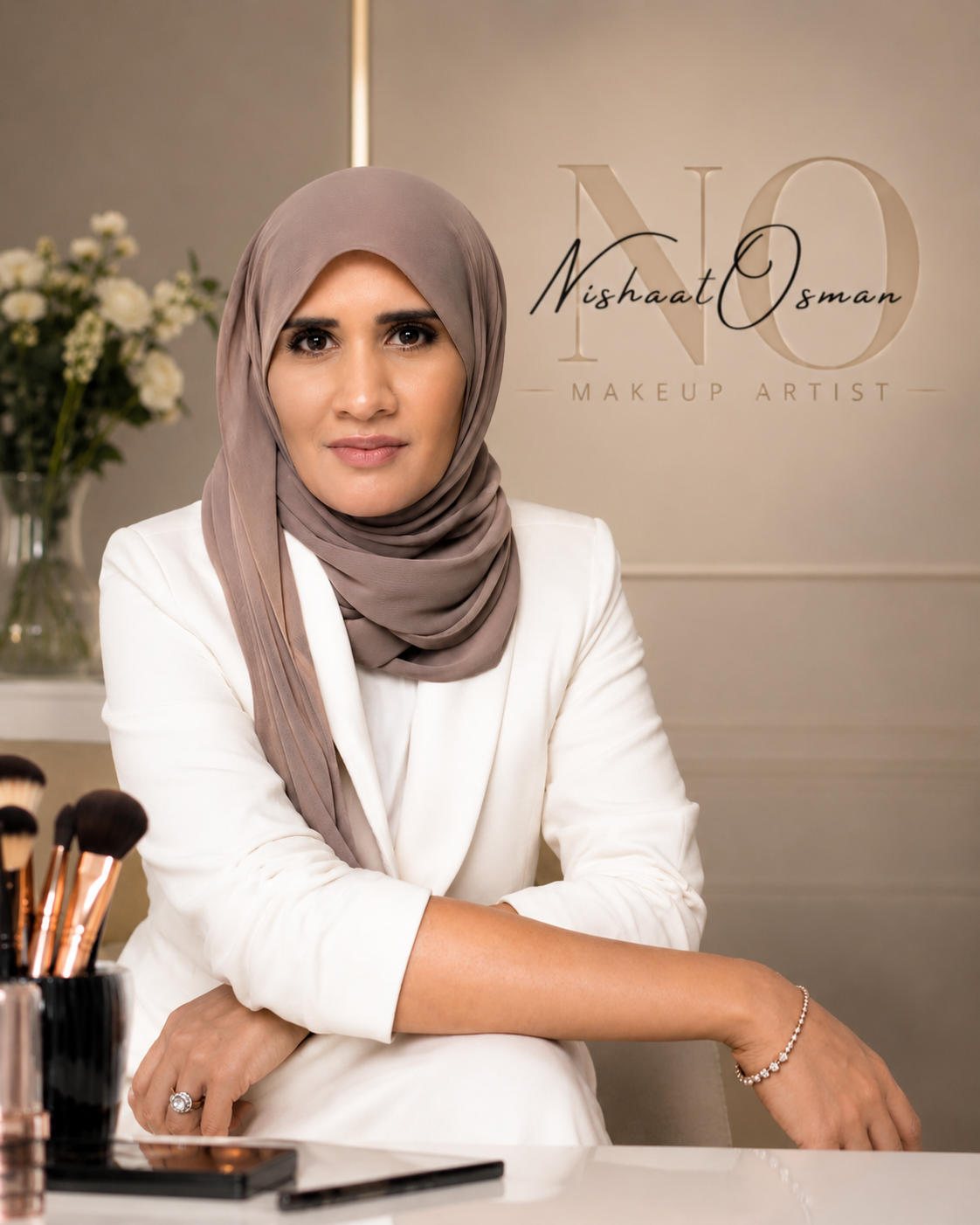 Dubai makeup artist Nishaat Osman in her studio
